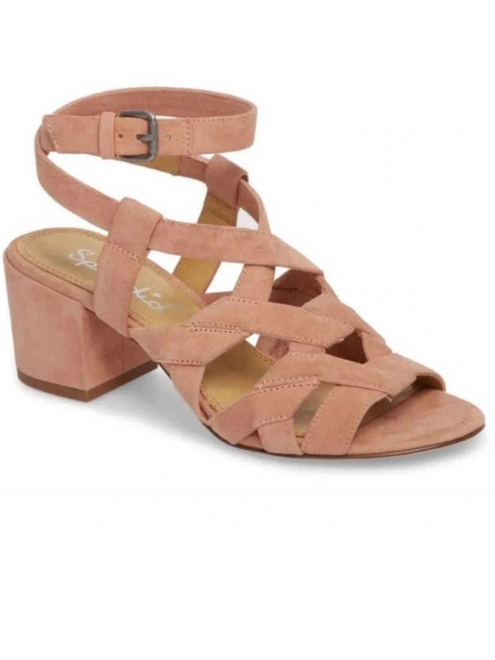 Splendid Pink Suede Strappy Block Heel Sandal